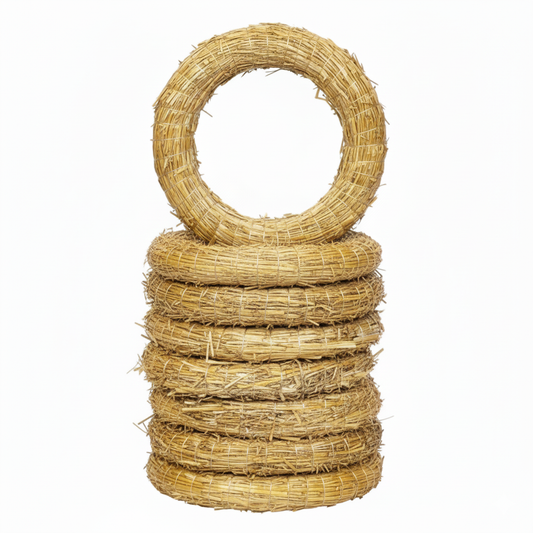Strohkranz Rohling Ø 25 cm – Mit Garn gebunden (Flache Seite)