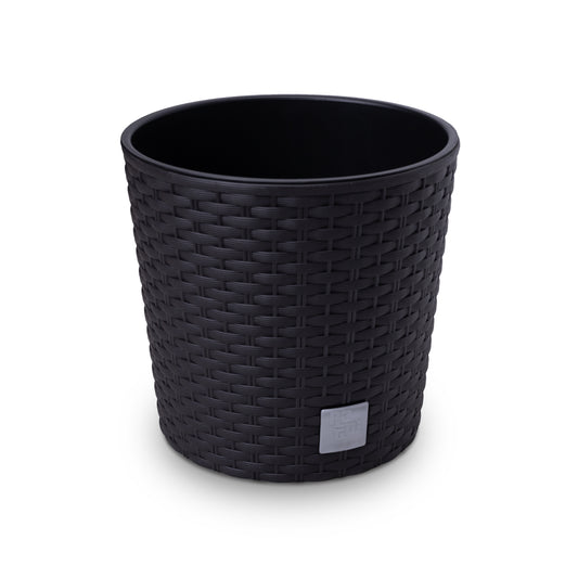 Happy Flower Blumentopf Rund RATTAN Optik mit Einsatz
