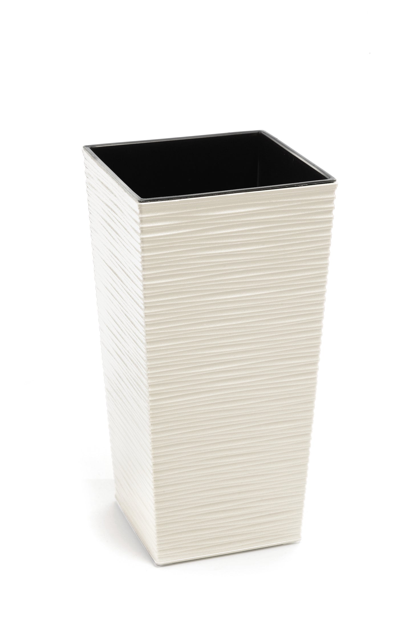 Happy Flower: blumentopf hoch quadratisch Meißel-Optik Kunststoff