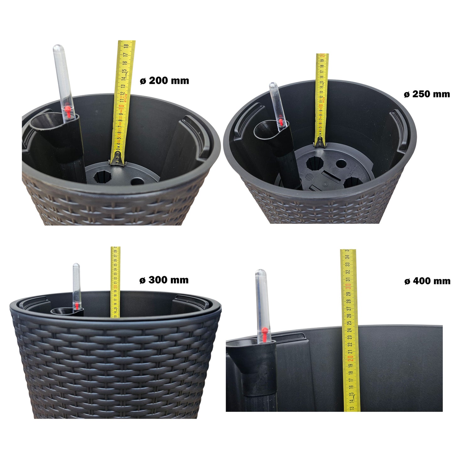 Happy Flower Rato Round – Rattan-Optik Pflanzkübel mit Bewässerungssystem – Ø 20-40 cm – Inkl. Einsatz mit Griffen