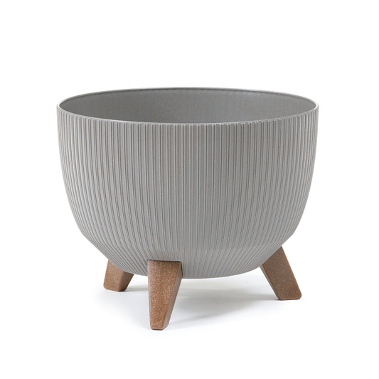 Happy Flower Blumentopf mit Füßen – Streifen-Optik aus Holzhybrid-Kunststoff