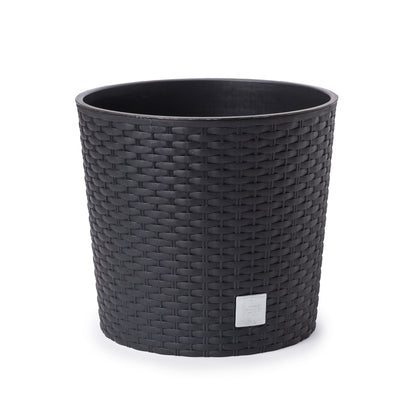 Happy Flower Blumentopf Rund RATTAN Optik mit Einsatz