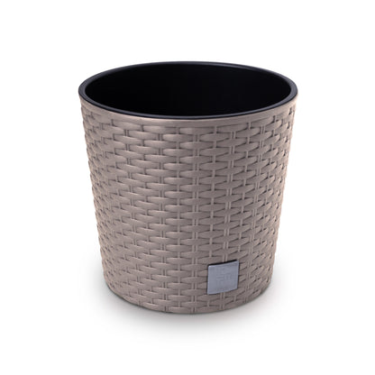 Happy Flower Blumentopf Rund RATTAN Optik mit Einsatz