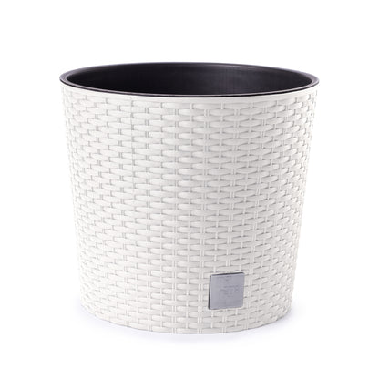 Happy Flower Blumentopf Rund RATTAN Optik mit Einsatz