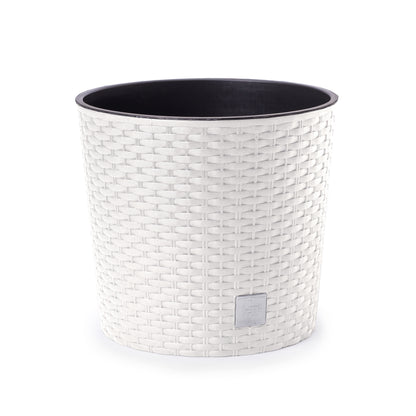 Happy Flower Blumentopf Rund RATTAN Optik mit Einsatz