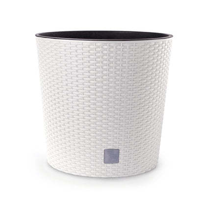 Happy Flower Blumentopf Rund RATTAN Optik mit Einsatz