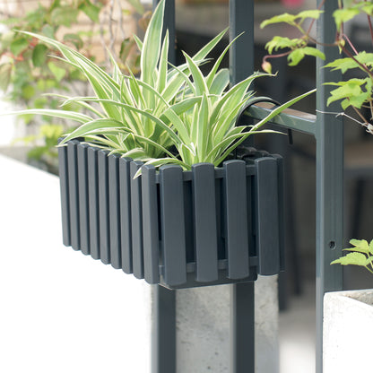 HappyFlower Balkonkasten mit Bewässerungssystem und Gummistopfen – Pflanzkasten für Geländer (38 / 58 cm), in 4 Farben