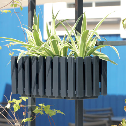 HappyFlower Balkonkasten mit Bewässerungssystem und Gummistopfen – Pflanzkasten für Geländer (38 / 58 cm), in 4 Farben