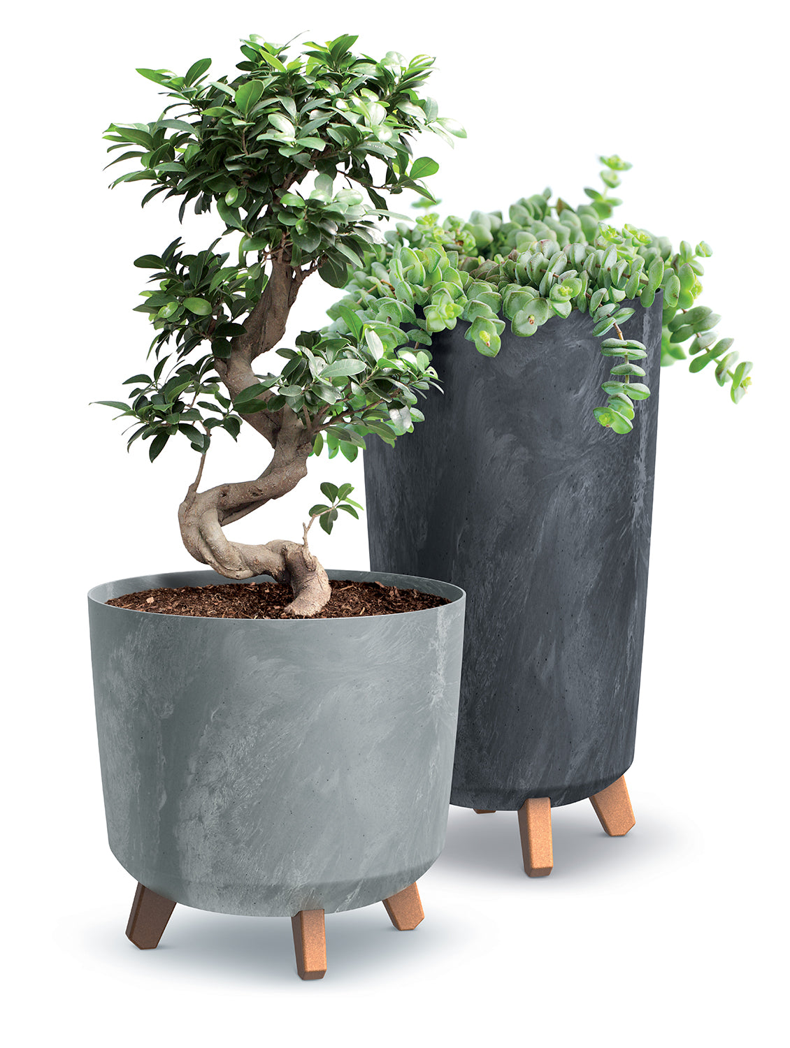 Gracia Tubus Blumentopf mit füßen 30 cm Beton Effekt – Creme, Grau, Anthrazit