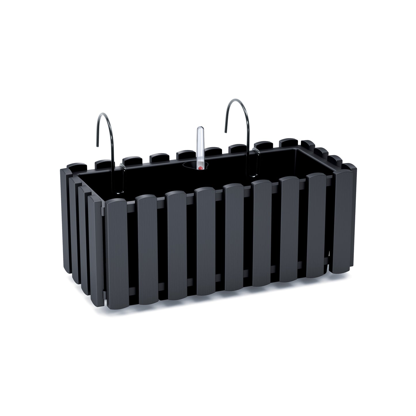 HappyFlower Balkonkasten mit Bewässerungssystem und Gummistopfen – Pflanzkasten für Geländer (38 / 58 cm), in 4 Farben