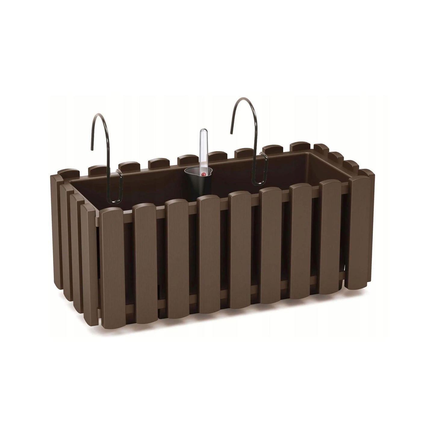 HappyFlower Balkonkasten mit Bewässerungssystem und Gummistopfen – Pflanzkasten für Geländer (38 / 58 cm), in 4 Farben