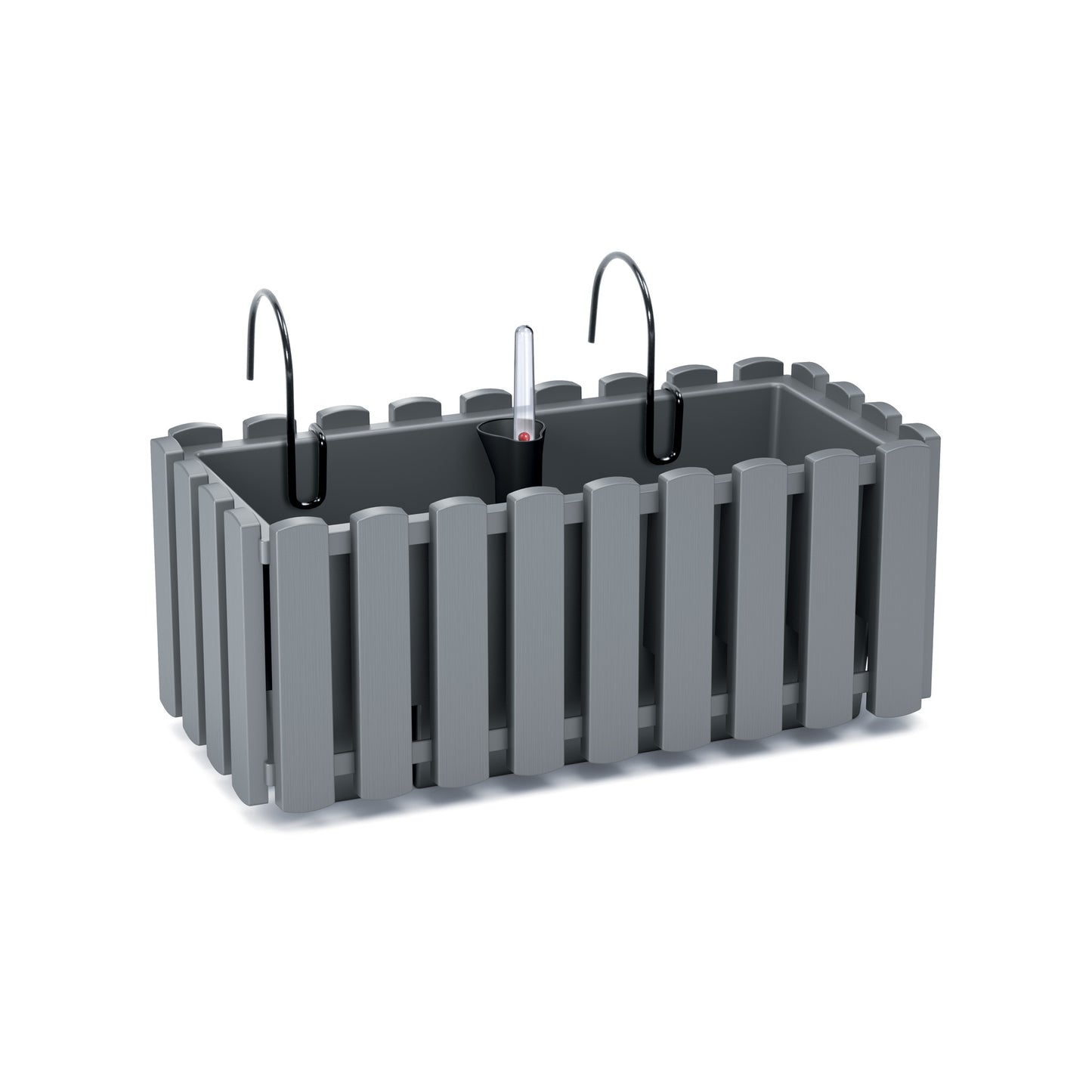 HappyFlower Balkonkasten mit Bewässerungssystem und Gummistopfen – Pflanzkasten für Geländer (38 / 58 cm), in 4 Farben