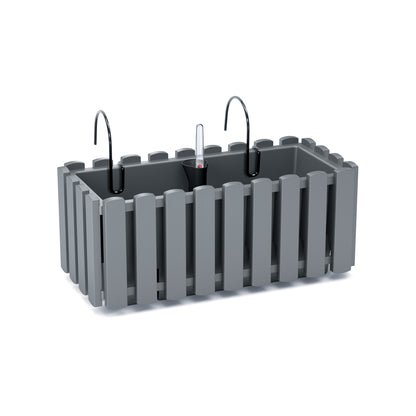 HappyFlower Balkonkasten mit Bewässerungssystem und Gummistopfen – Pflanzkasten für Geländer (38 / 58 cm), in 4 Farben