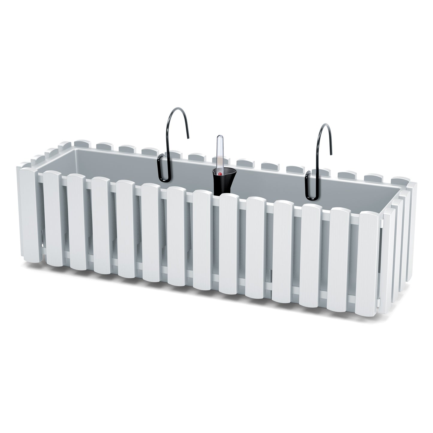 HappyFlower Balkonkasten mit Bewässerungssystem und Gummistopfen – Pflanzkasten für Geländer (38 / 58 cm), in 4 Farben