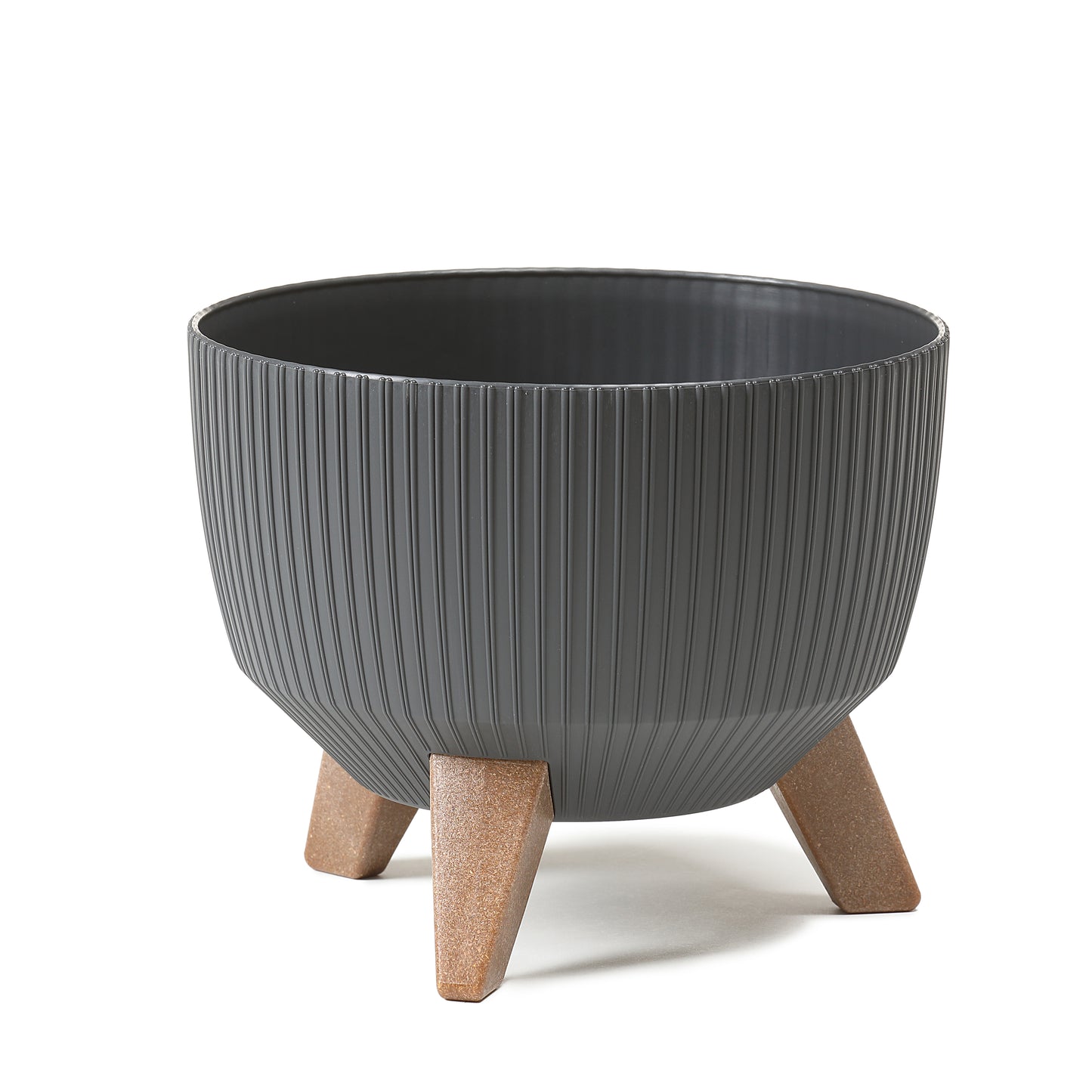 Happy Flower Blumentopf mit Füßen – moderner Pflanzkübel in Streifen-Optik aus Kunststoff mit Recyclinganteil