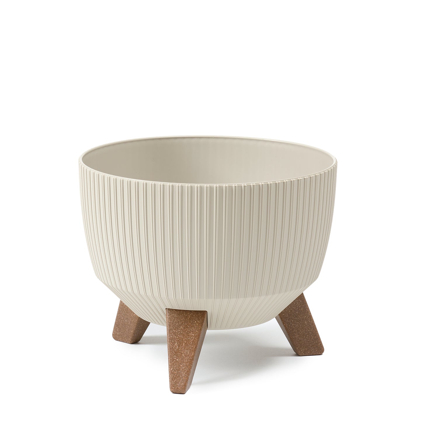 Happy Flower Blumentopf mit Füßen – moderner Pflanzkübel in Streifen-Optik aus Kunststoff mit Recyclinganteil