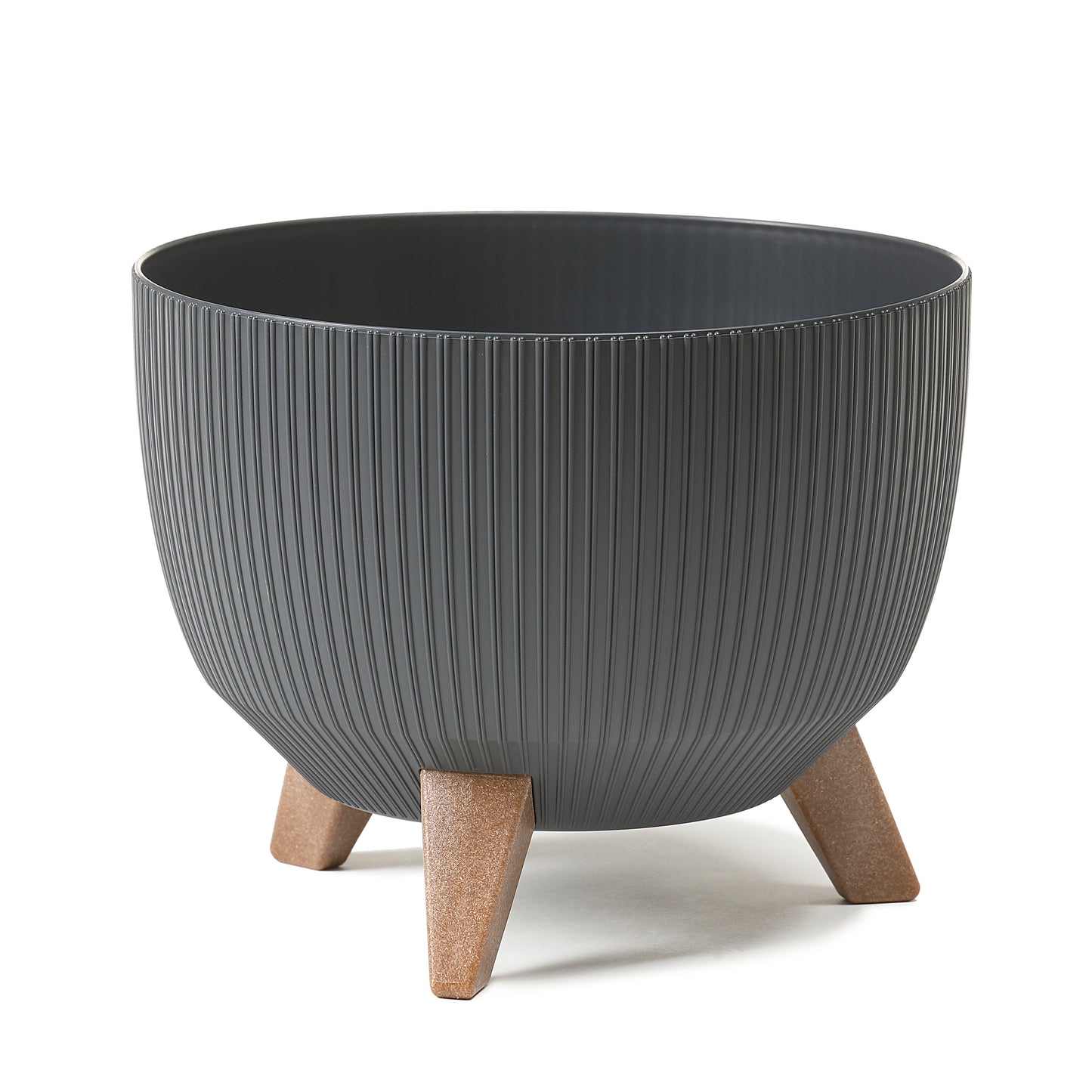 Happy Flower Blumentopf mit Füßen – moderner Pflanzkübel in Streifen-Optik aus Kunststoff mit Recyclinganteil