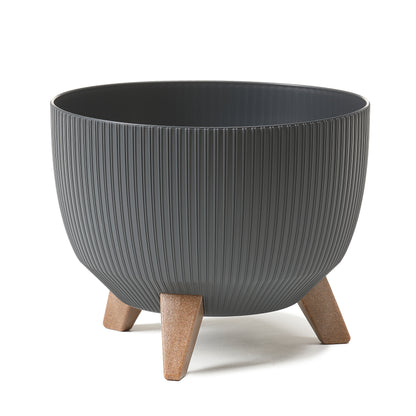 Happy Flower Blumentopf mit Füßen – moderner Pflanzkübel in Streifen-Optik aus Kunststoff mit Recyclinganteil