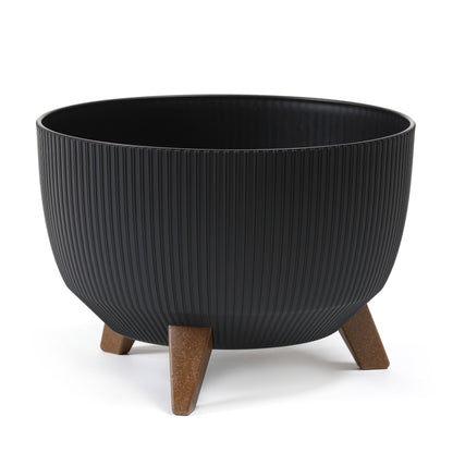 Happy Flower Blumentopf mit Füßen – moderner Pflanzkübel in Streifen-Optik aus Kunststoff mit Recyclinganteil