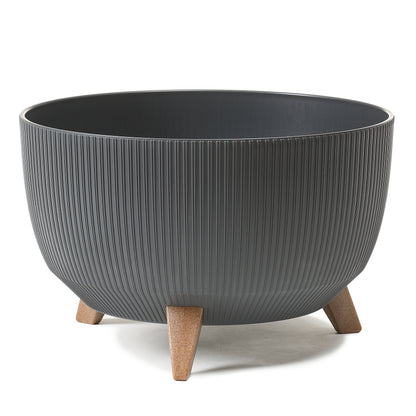 Happy Flower Blumentopf mit Füßen – moderner Pflanzkübel in Streifen-Optik aus Kunststoff mit Recyclinganteil