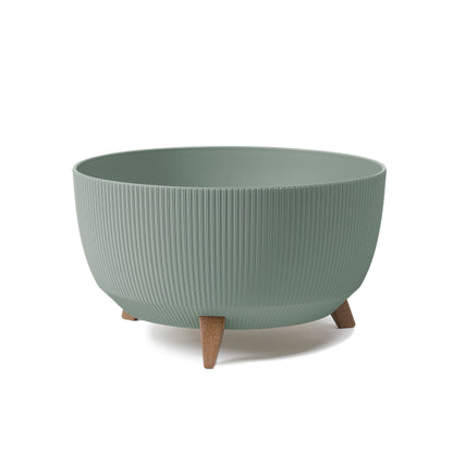 Happy Flower Blumentopf mit Füßen – moderner Pflanzkübel in Streifen-Optik aus Kunststoff mit Recyclinganteil