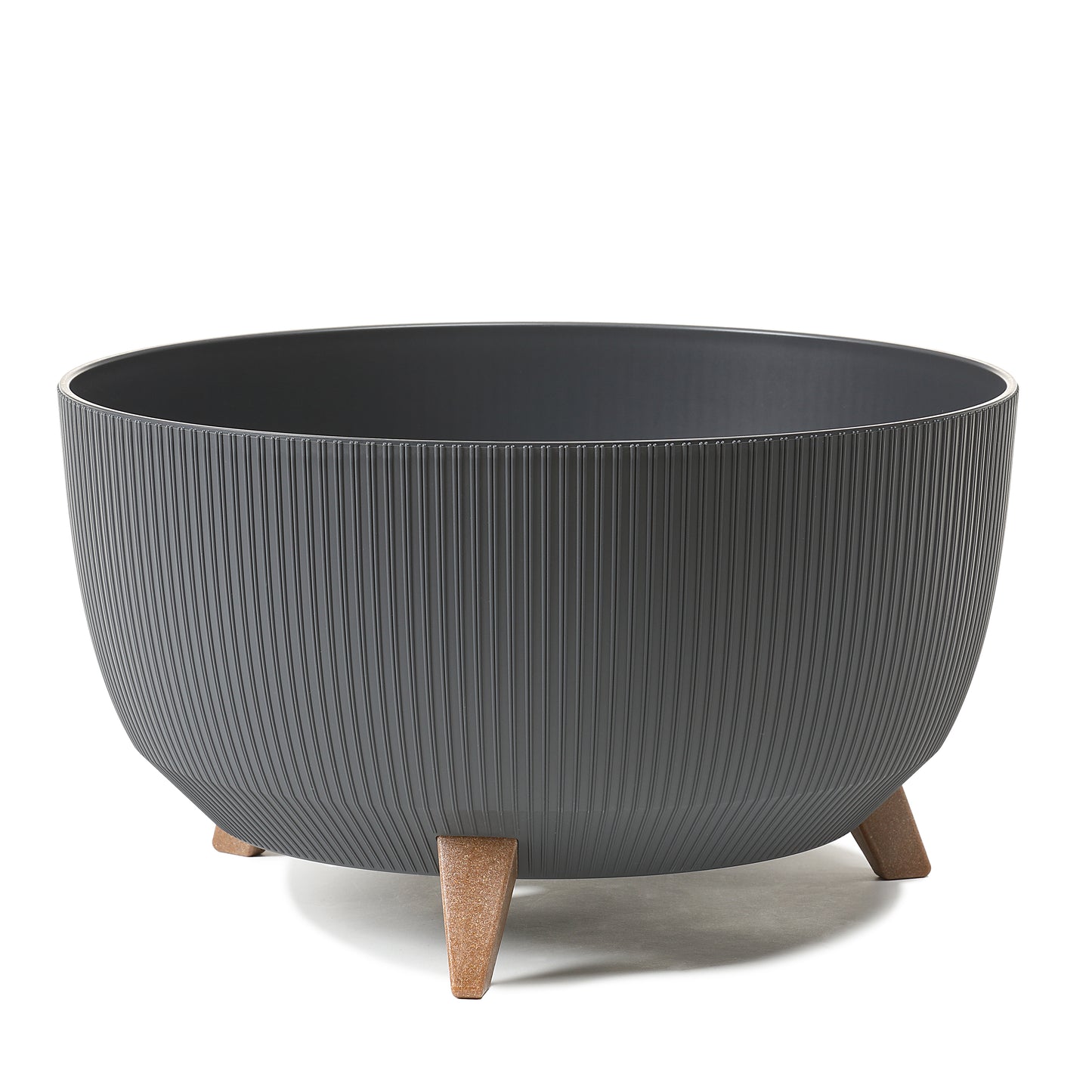 Happy Flower Blumentopf mit Füßen – moderner Pflanzkübel in Streifen-Optik aus Kunststoff mit Recyclinganteil