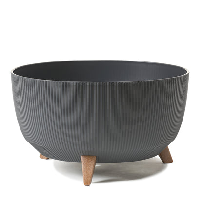 Happy Flower Blumentopf mit Füßen – moderner Pflanzkübel in Streifen-Optik aus Kunststoff mit Recyclinganteil