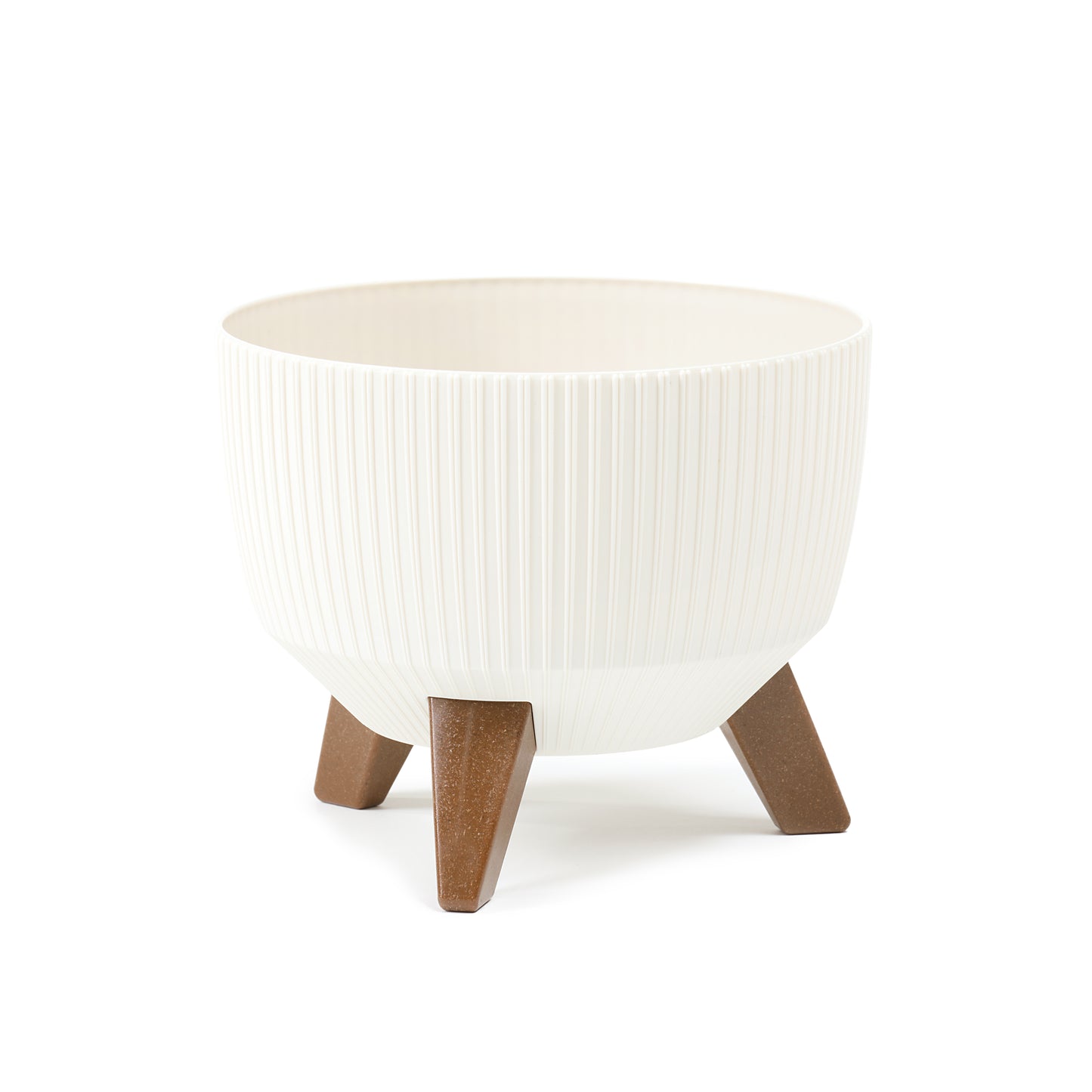 Happy Flower Blumentopf mit Füßen – moderner Pflanzkübel in Streifen-Optik aus Kunststoff mit Recyclinganteil