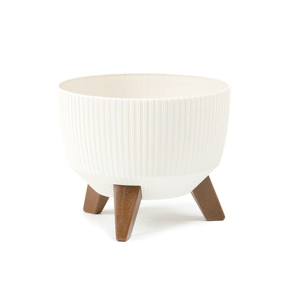 Happy Flower Blumentopf mit Füßen – moderner Pflanzkübel in Streifen-Optik aus Kunststoff mit Recyclinganteil