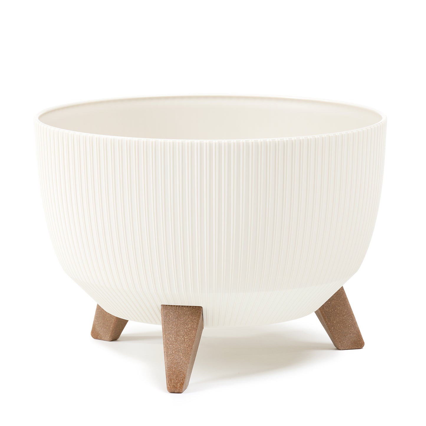 Happy Flower Blumentopf mit Füßen – moderner Pflanzkübel in Streifen-Optik aus Kunststoff mit Recyclinganteil