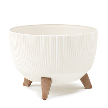 Happy Flower Blumentopf mit Füßen – moderner Pflanzkübel in Streifen-Optik aus Kunststoff mit Recyclinganteil