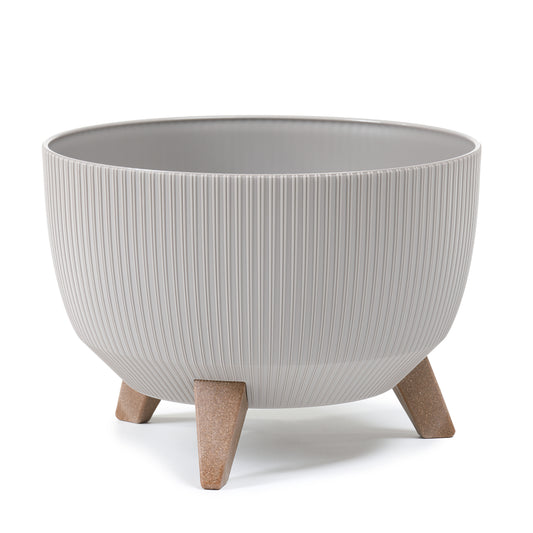 Happy Flower Blumentopf mit Füßen – Streifen-Optik aus Kunststoff