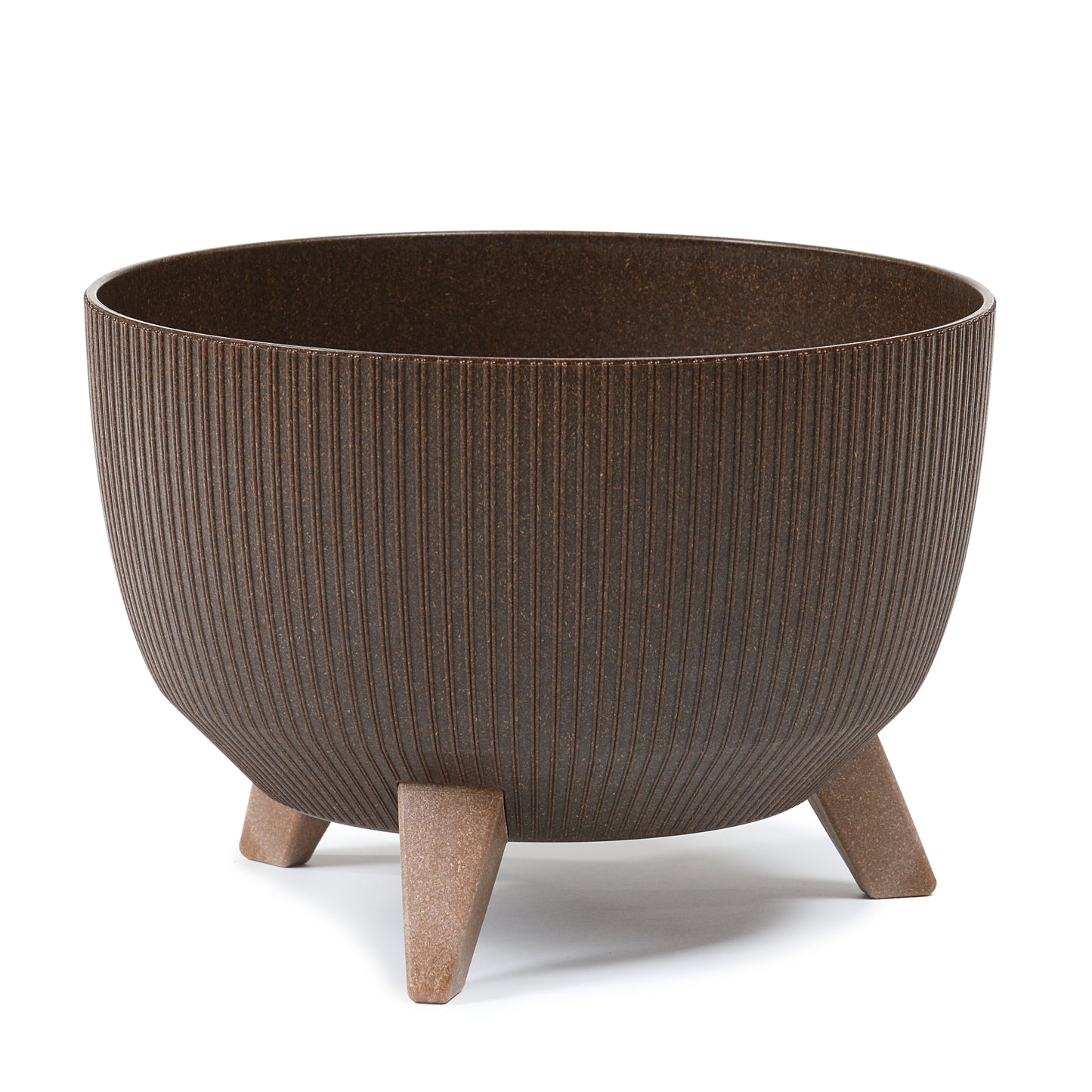 Happy Flower Blumentopf mit Füßen – Streifen-Optik aus Kunststoff mit Kaffee-Anteil