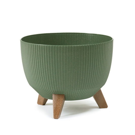 Happy Flower Blumentopf mit Füßen – Streifen-Optik aus Holzhybrid-Kunststoff