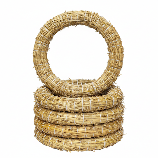 Strohkranz Rohling Ø 25 cm – Mit Garn gebunden (Flache Seite)
